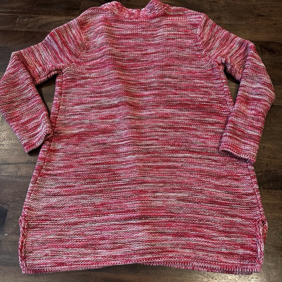 J. Jill Women's Midi Red/Pink/Tan Marled Open Cardigan Med Petite - Picture 5 of 13